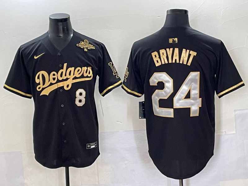 Men 2025 Los Angeles Dodgers #24 Bryant Black gold Nike MLB Jersey style 7075